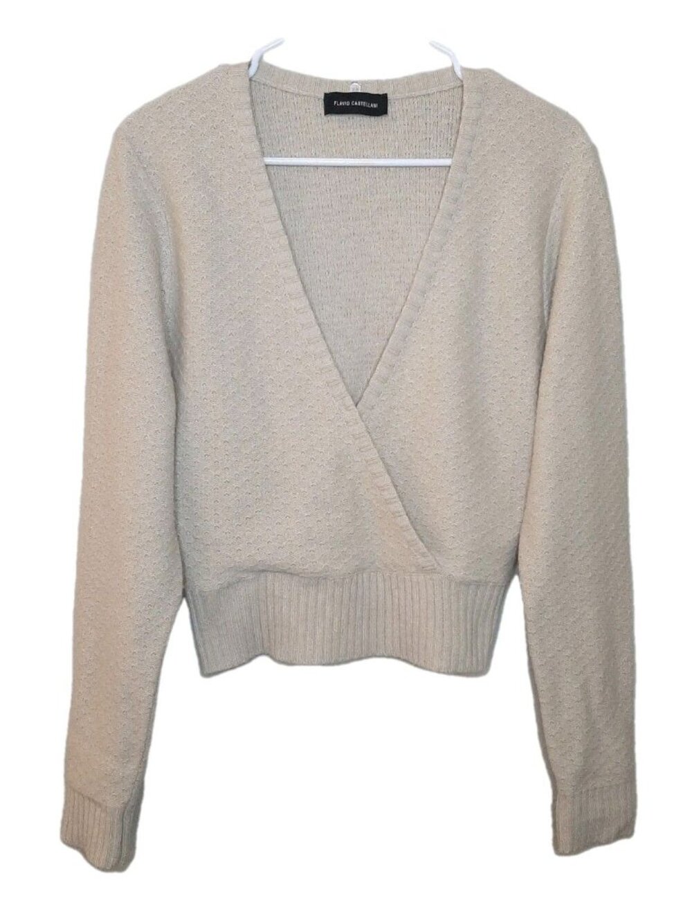 Flavio Castellani Sweater Beige Women Size L / 44 Wool Cashmere Blend Faux Wrap